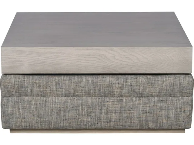 Boyden Leather Ottoman with Wood Top