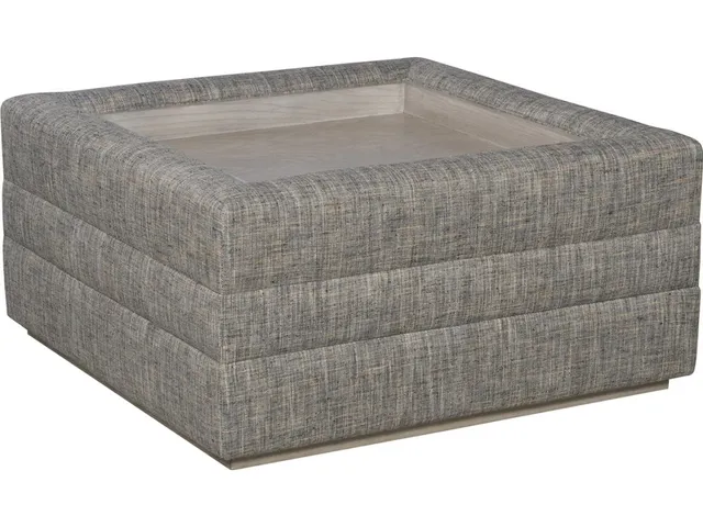 Boyden Leather Ottoman with Wood Tray