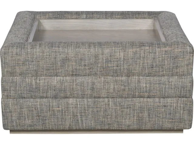 Boyden Leather Ottoman with Wood Tray