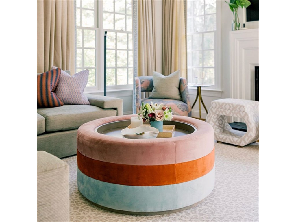 Boyden Round Ottoman with Wood Tray - image 6