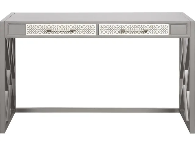 Bryson Desk with Wood Fretwork Base