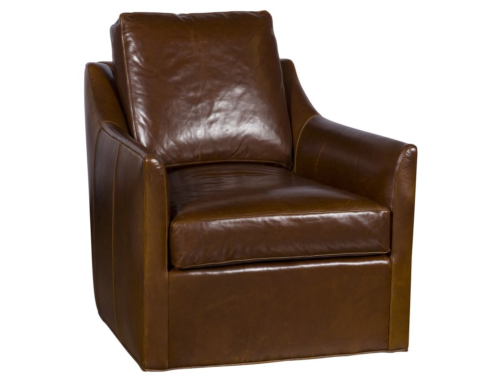 Newlin Leather Barrel Back Swivel Chair - image 1