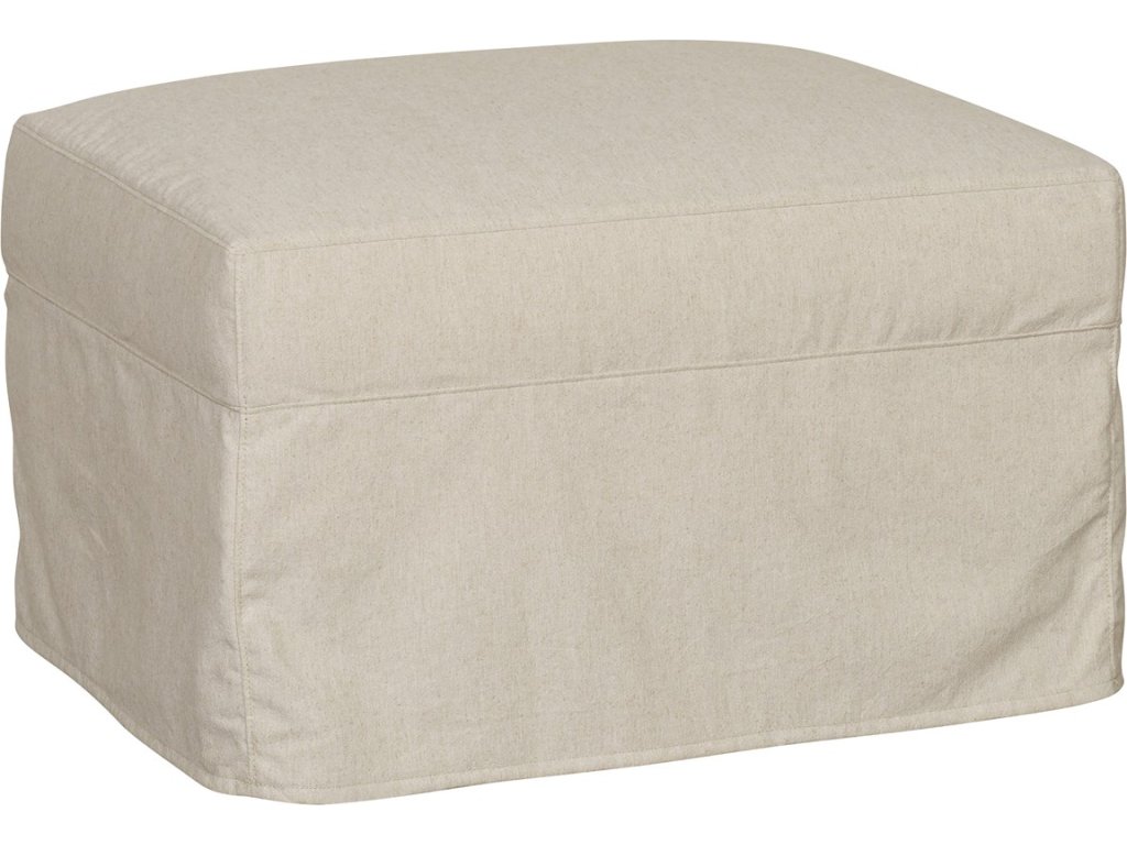 Thea Slipcovered Muslin Ottoman - image 1