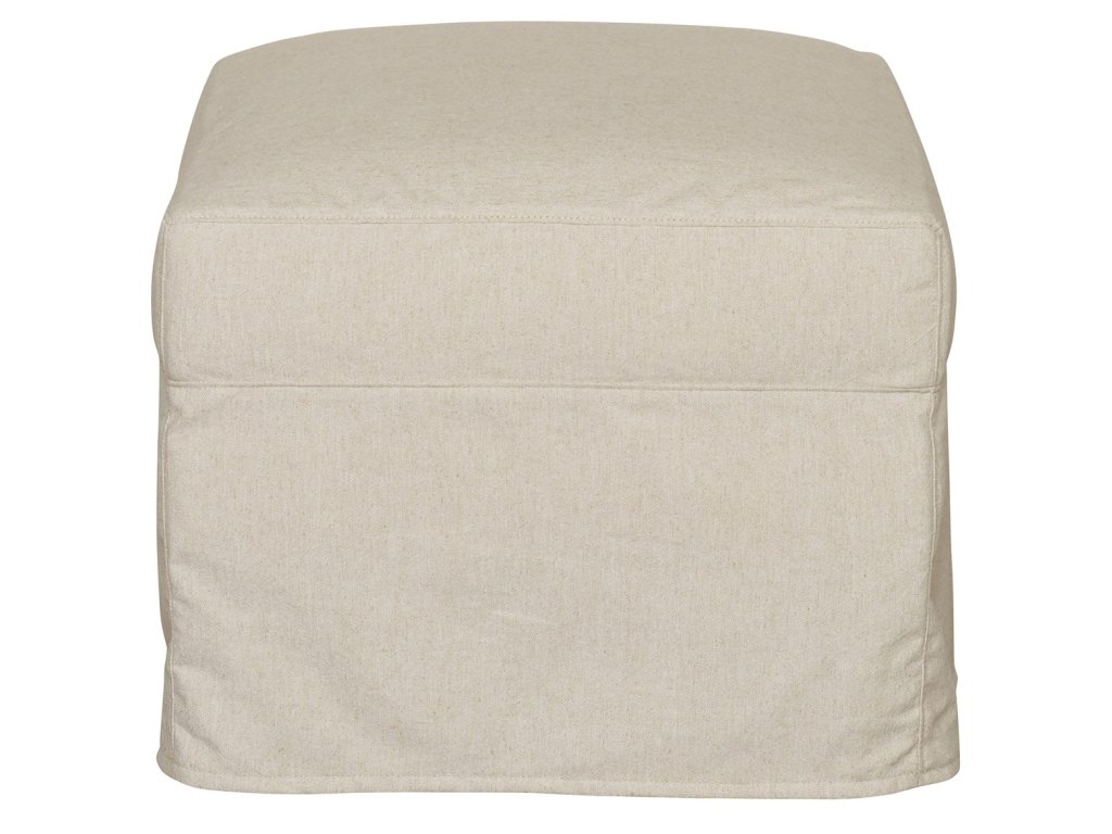Thea Slipcovered Muslin Ottoman - image 2