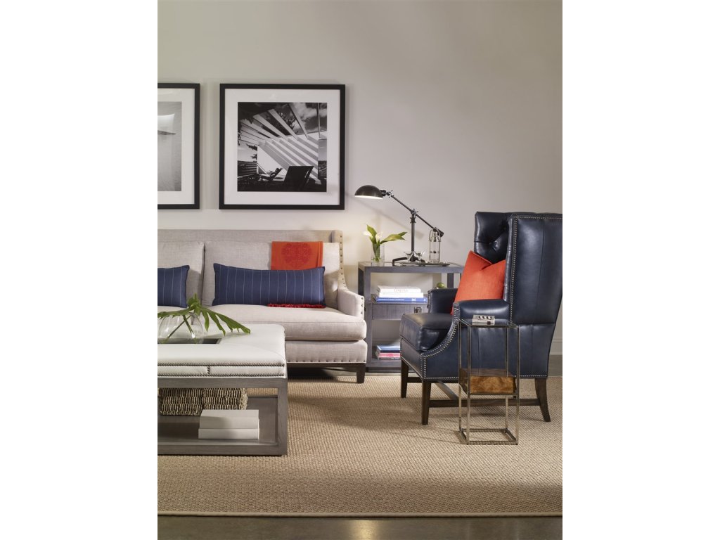 Wayland Leather Square Wood Ottoman - image 3