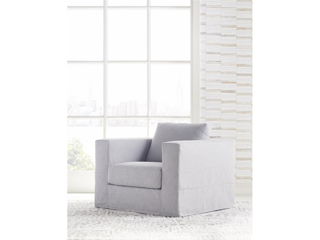 Leone Slipcovered Muslin Swivel Chair - image 5