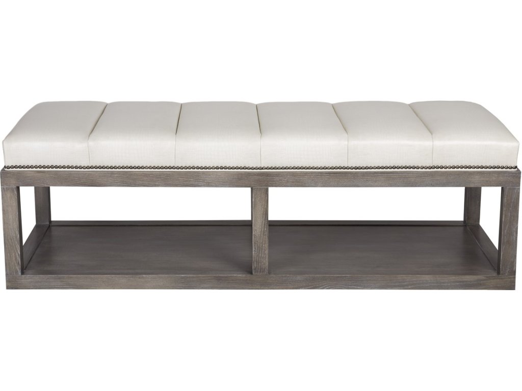 Wayland Thin Rectangular Wood Ottoman - image 2