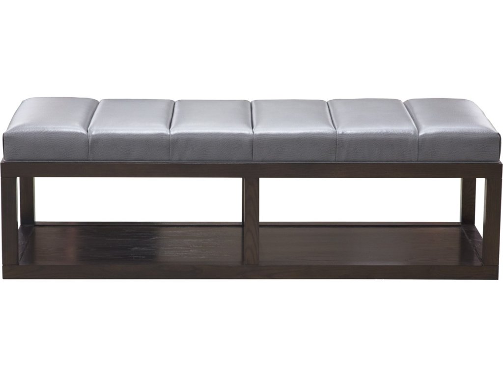 Wayland Thin Rectangular Wood Ottoman - main image