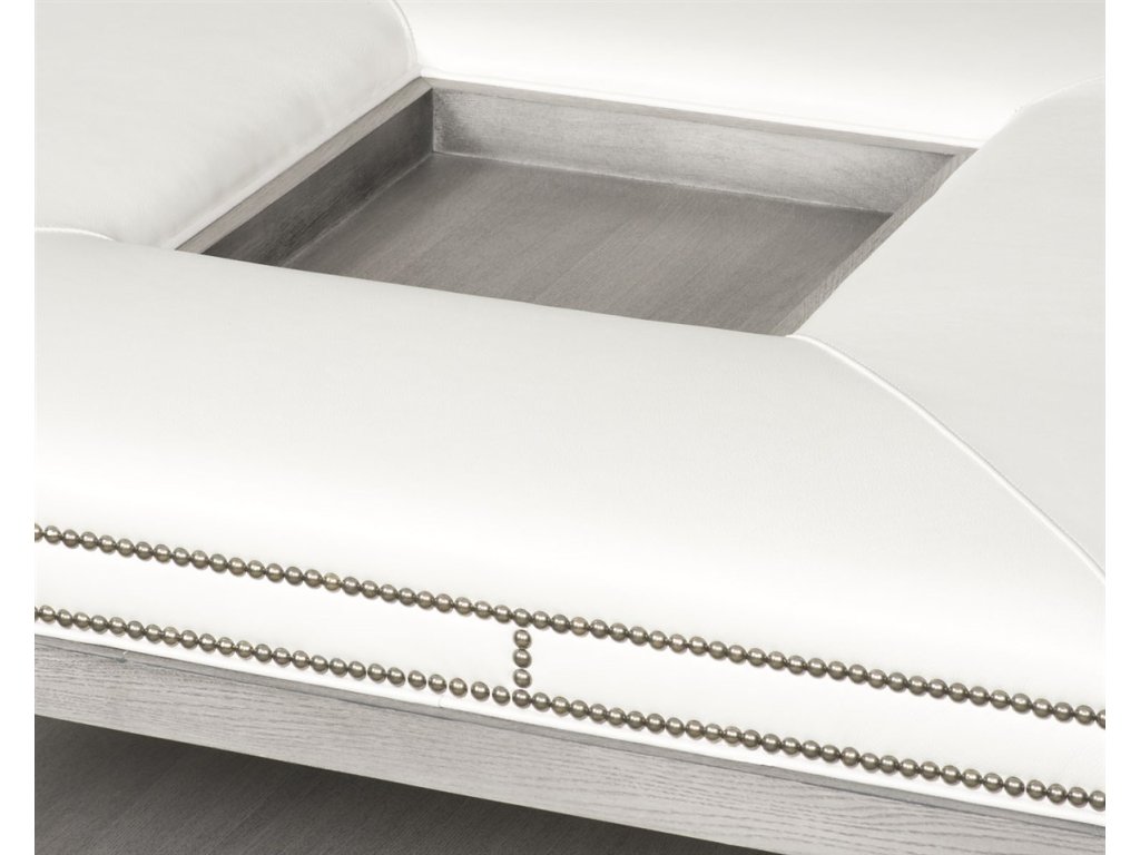 Wayland Leather Square Wood Ottoman - image 2