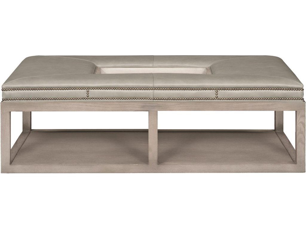 Wayland Leather Large Rectangular Wood Ottoman - image 2