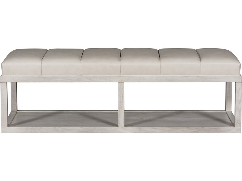 Wayland Leather Thin Rectangular Wood Ottoman - main image