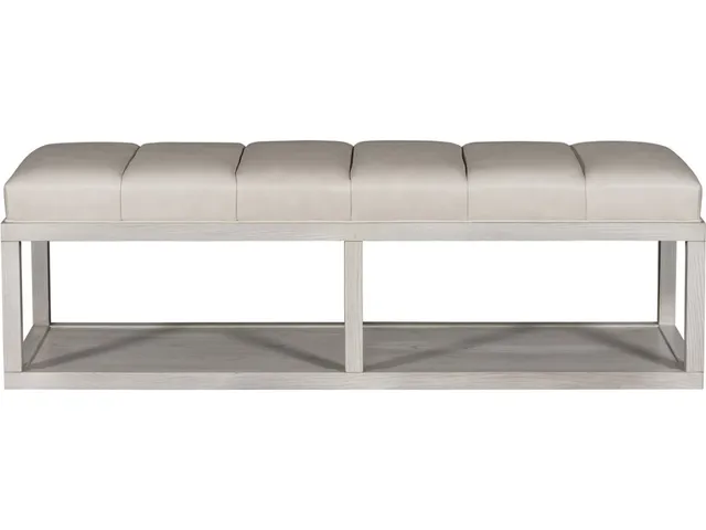 Wayland Leather Thin Rectangular Wood Ottoman