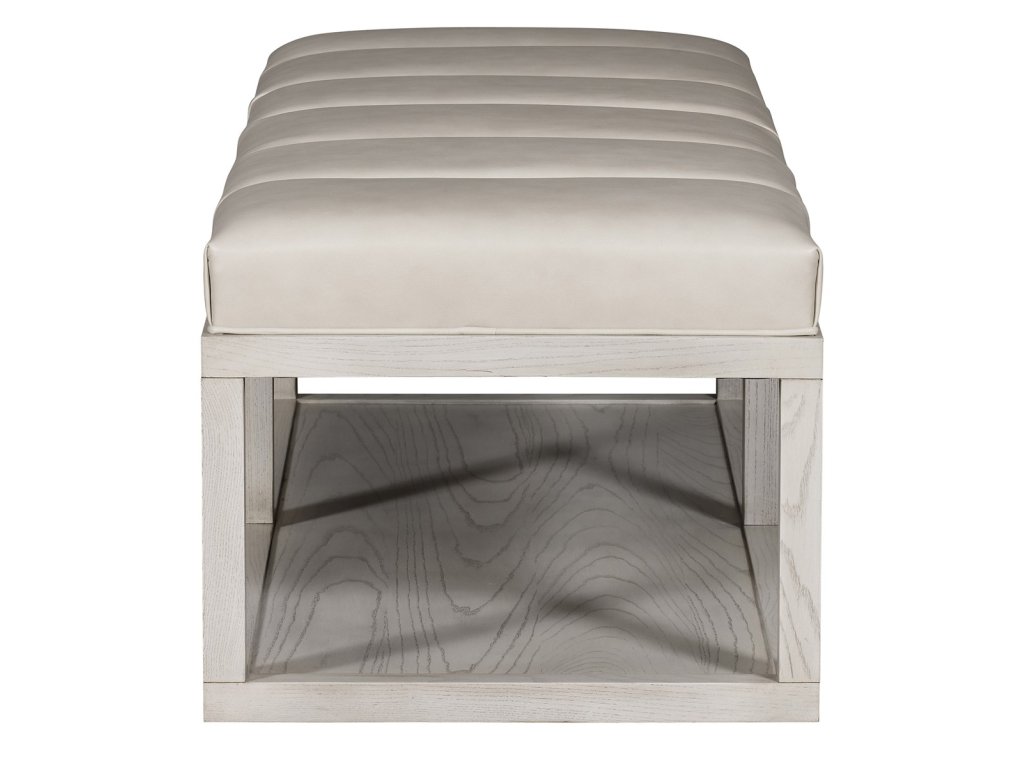 Wayland Leather Thin Rectangular Wood Ottoman - image 2