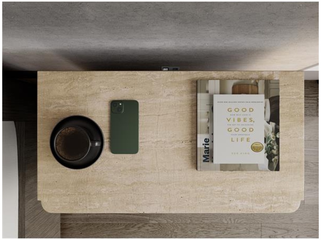 Stone Top Three Drawer Nightstand - image 1