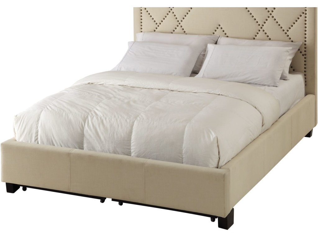 Vienne Nailhead Upholstered Platform Storage Bed in Powder - image 4