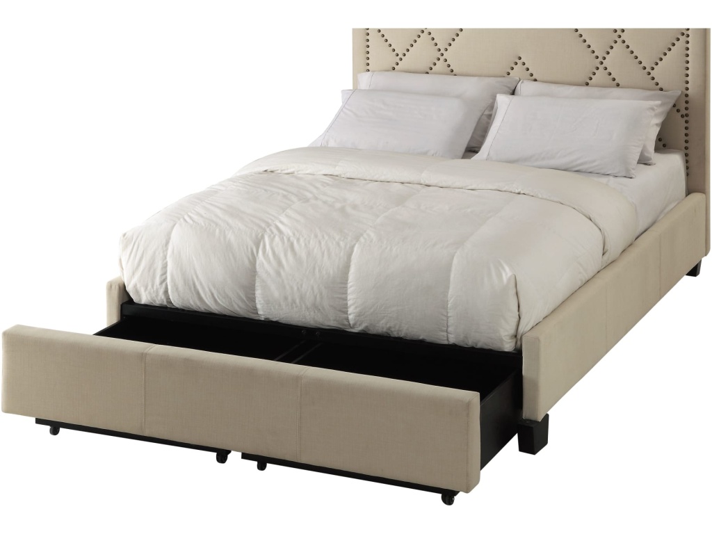 Vienne Nailhead Upholstered Platform Storage Bed in Powder - image 5