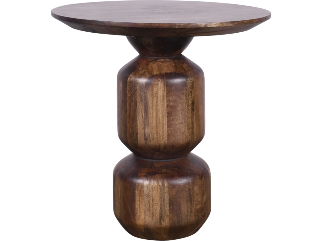Virton Solid Wood Round End Table in Smoked Brown - image 2