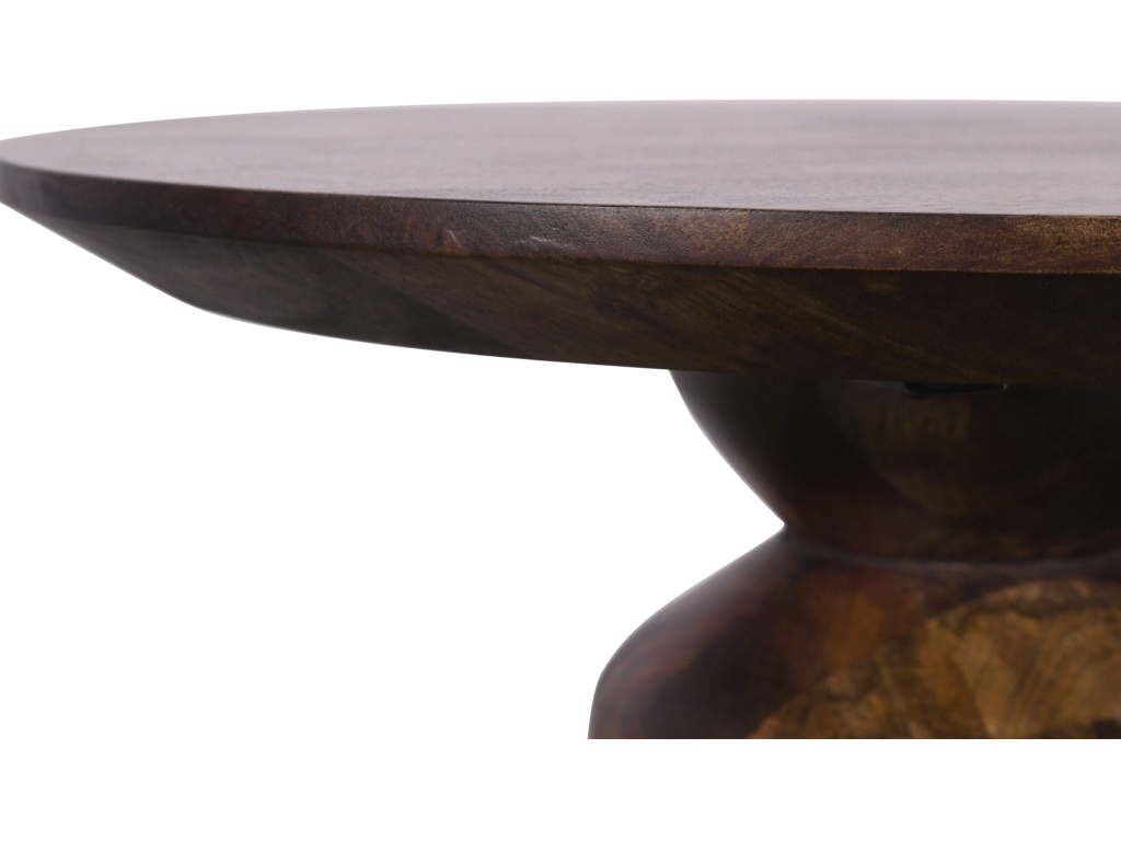 Virton Solid Wood Round End Table in Smoked Brown - image 3