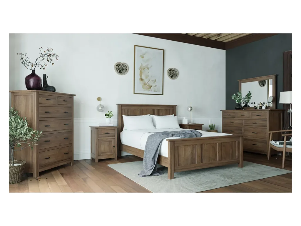Flush Mission Bed with Fabric Headboard Upholstered Bed, alternate view 4