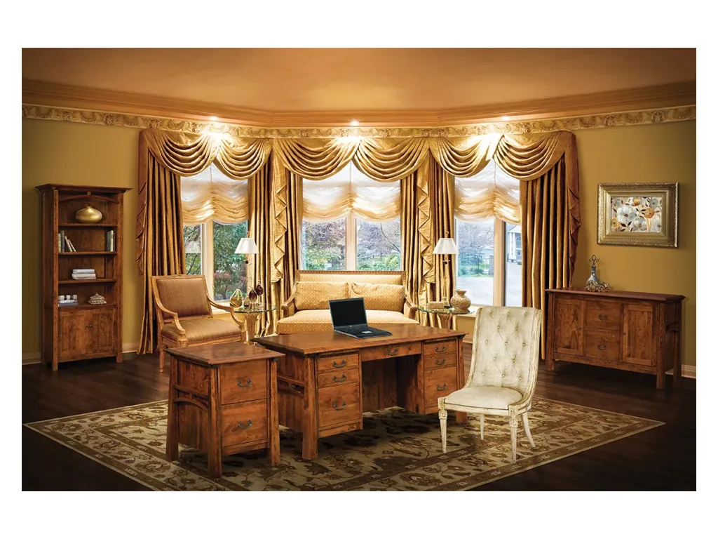 Amish Furniture of NE Artesa L Desk – 78″W Executive Desk, alternate view 3