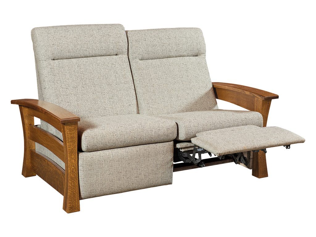 Amish Furniture of NE Barrington Wall Hugger Loveseat Recliner Reclining Loveseat, alternate view 1