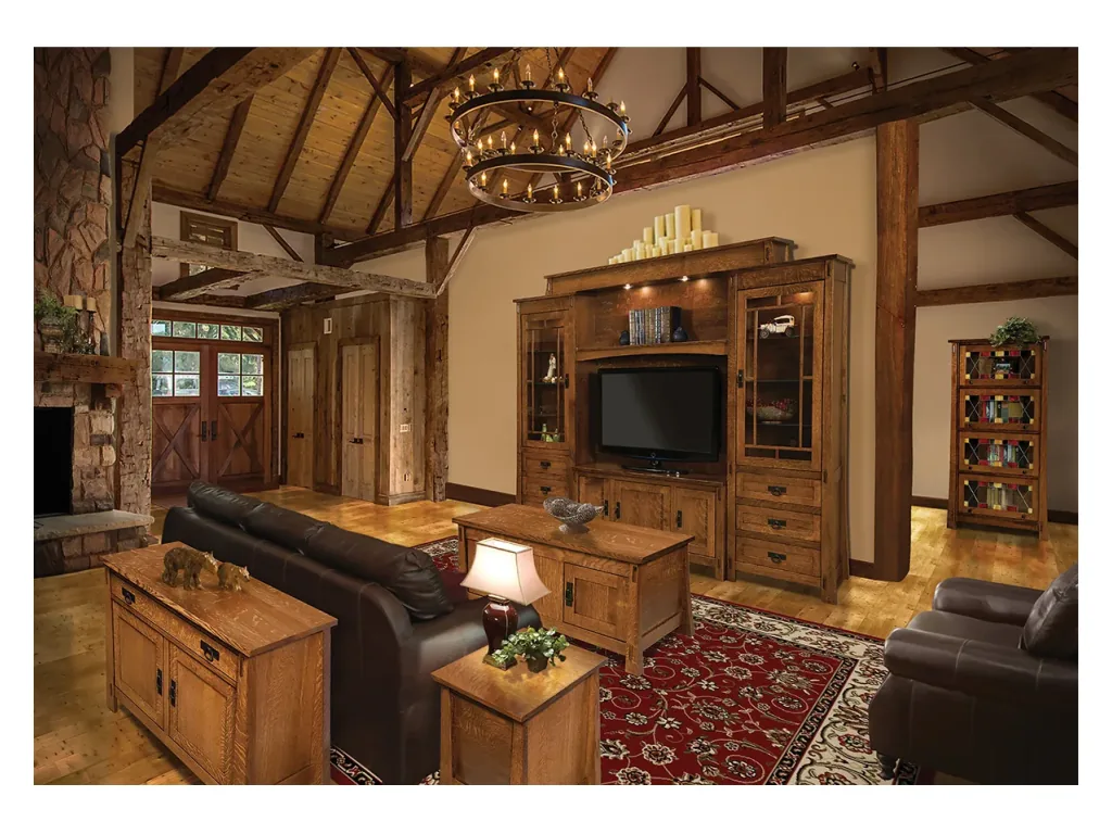 Amish Furniture of NE Modesto 6 Piece Wall Unit Entertainment Center, alternate view 1