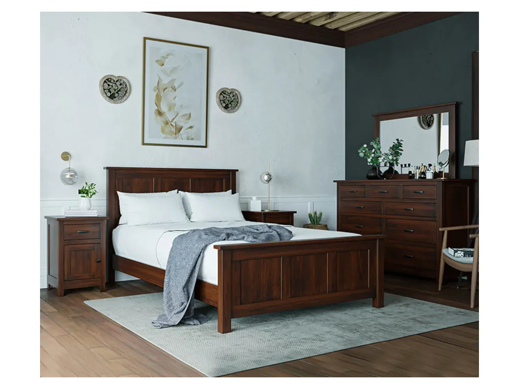 Flush Mission Bed with Fabric Headboard Upholstered Bed, alternate view 3