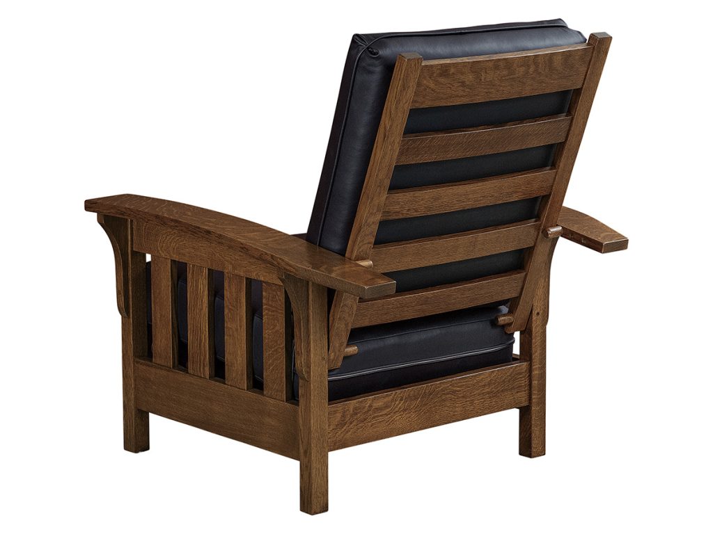 Amish Furniture of NE Bow Arm Slat Morris Chair with Footstool, alternate view 1