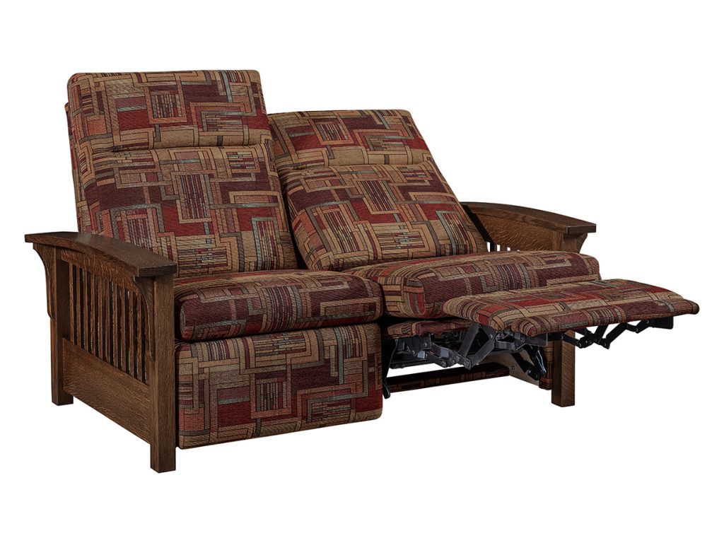 Amish Furniture of NE Skyline Slat Wall Hugger Loveseat Recliner Reclining Loveseat, alternate view 2