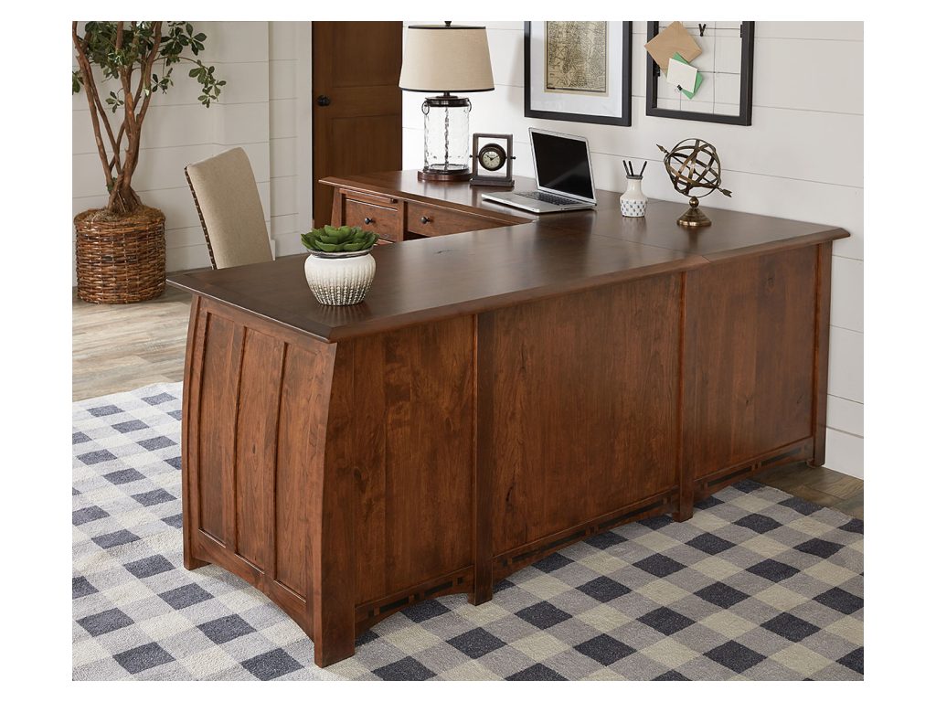 Amish Furniture of NE Boulder Creek Sit To Stand L Desk Executive Desk, alternate view 2