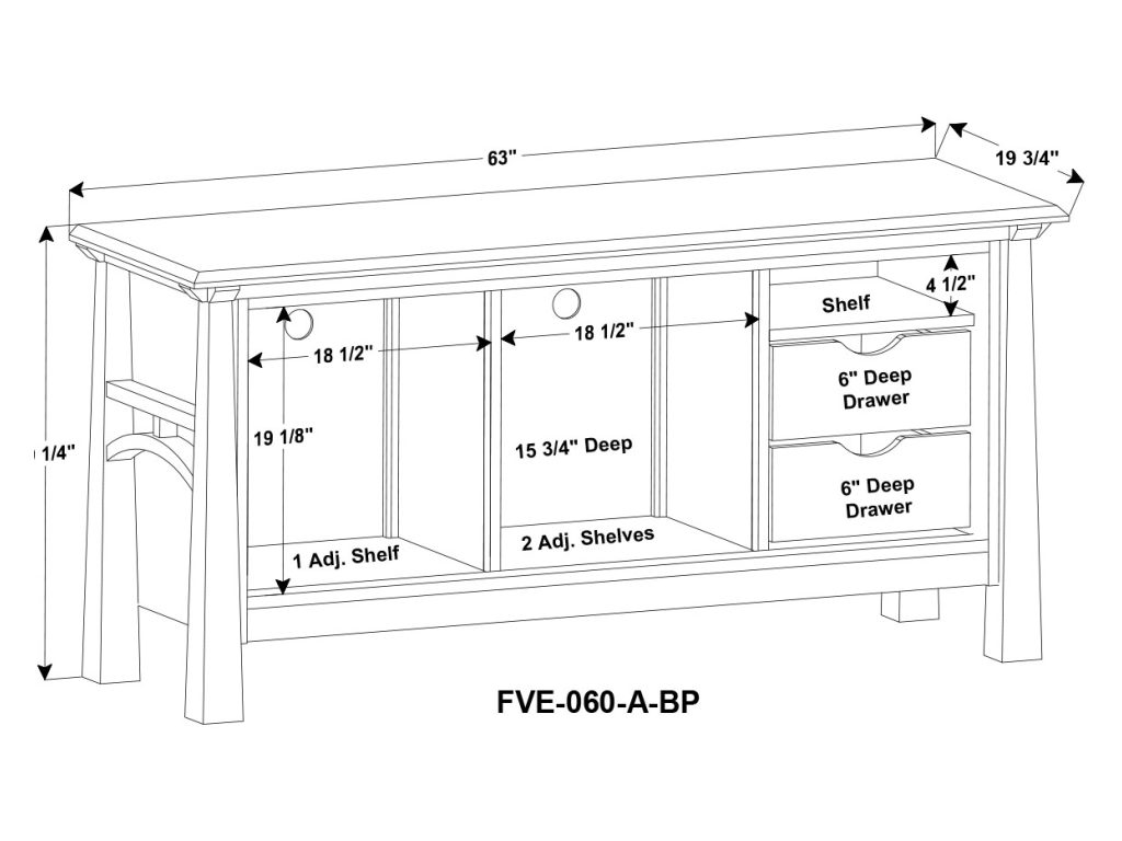 Amish Furniture of NE Artesa Media Stand – 63″W TV Stand, alternate view 2