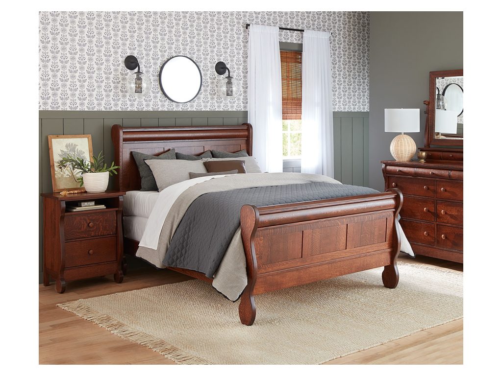 Amish Furniture of NE Old Classic Sleigh 3 Drawer Nightstand, alternate view 5