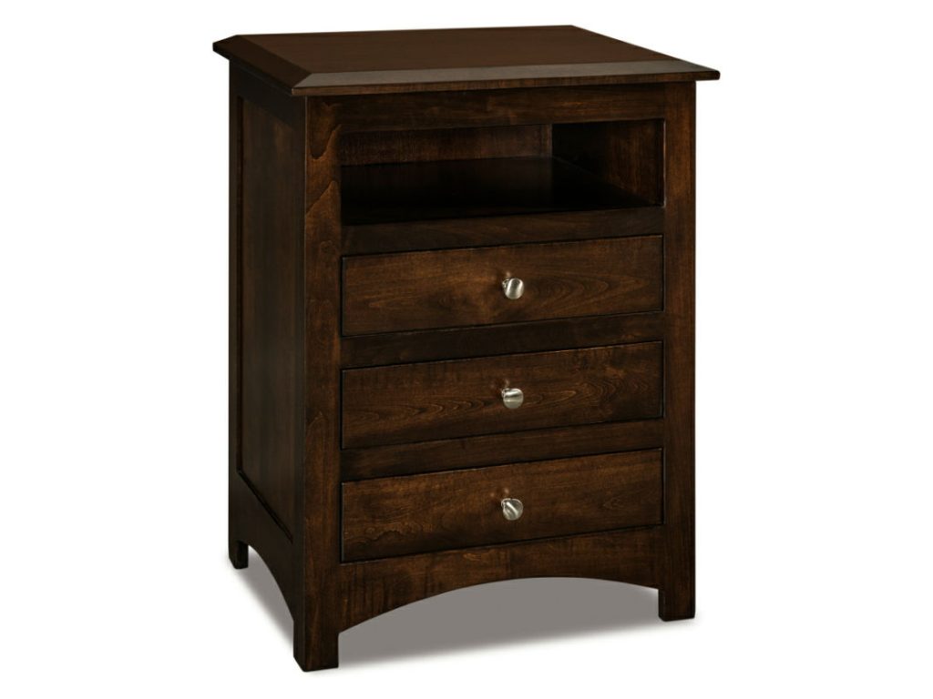 Amish Furniture of NE Finland 3 Drawer Nightstand With Opening, primary thumbnail
