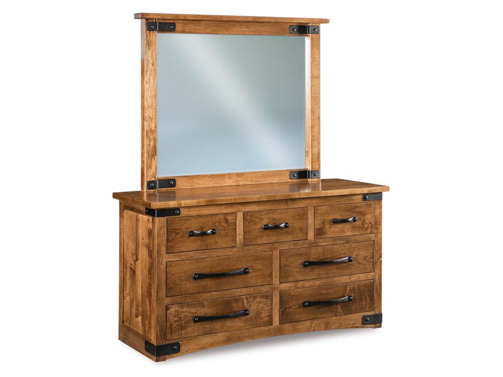 Amish Furniture of NE Orewood 7 Drawer Dresser – 59″W Mirror Dresser Mirror, primary thumbnail