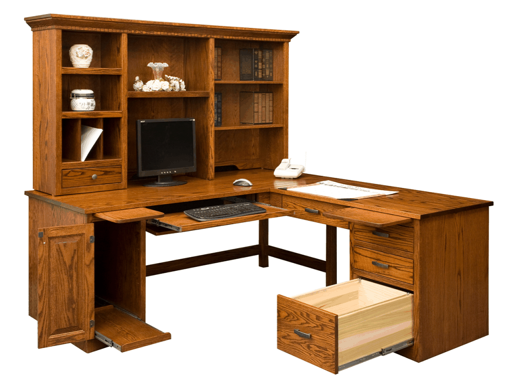 Amish Furniture of NE Mission Computer Desk With Return Desk, alternate view 1
