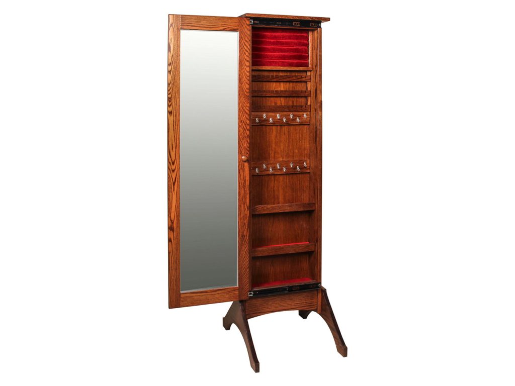 Amish Furniture of NE Plain Jewelry Mirror with Sliding Door Wall Mirror, alternate view 1