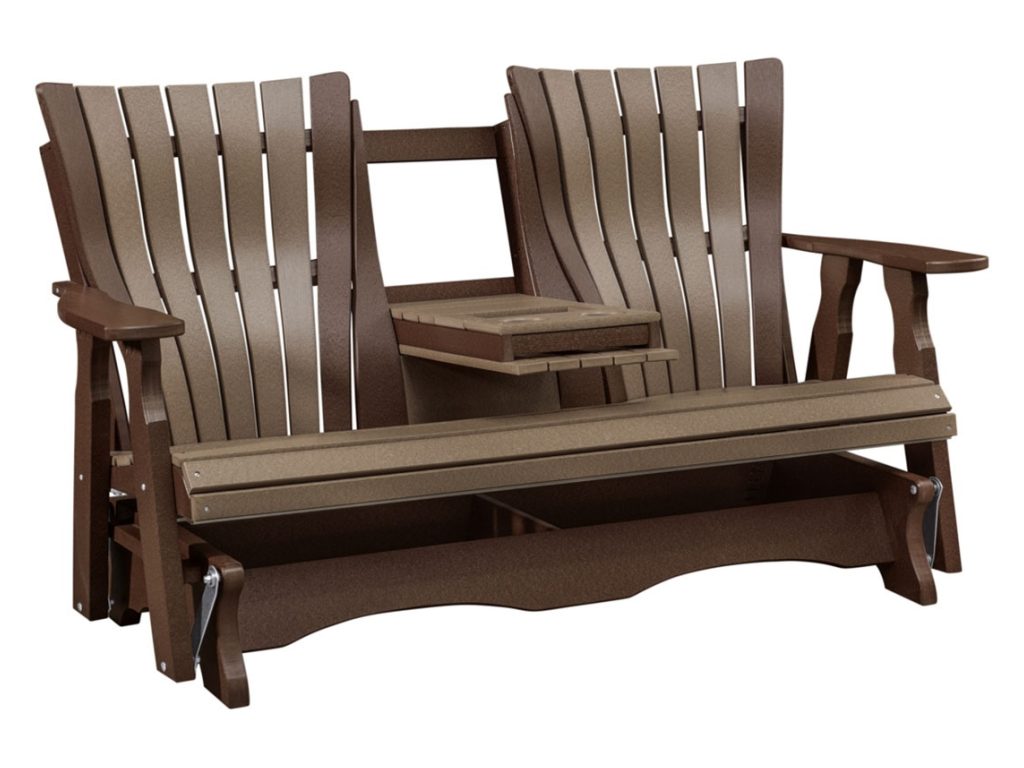 Amish Furniture of NE 5’ Bentback Glider With Console – Straight Top Swivels & Glider, alternate view 1
