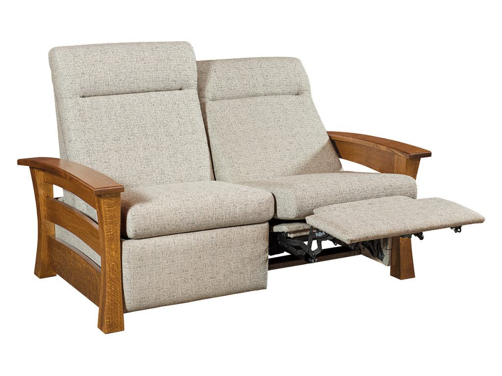 Amish Furniture of NE Barrington Wall Hugger Loveseat Recliner Reclining Loveseat, alternate view 2
