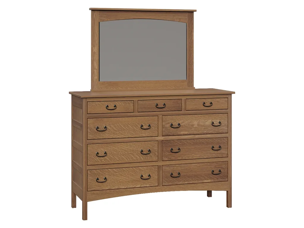 Granny Mission 9 Drawer Mule Dresser Mirror, primary thumbnail