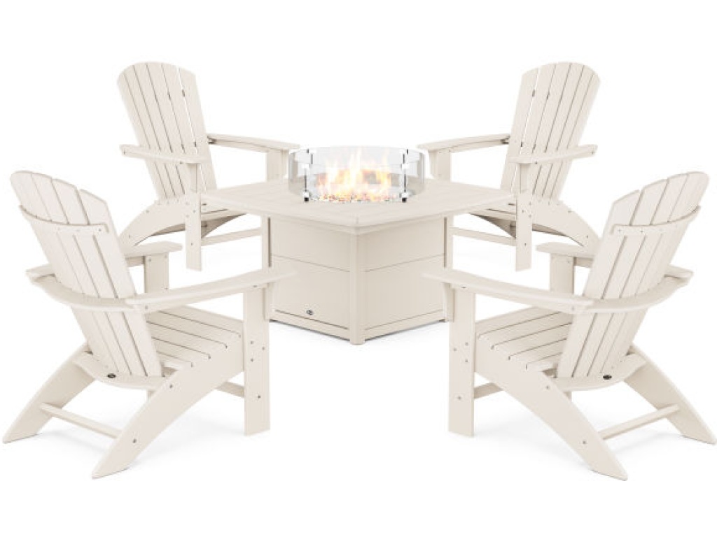 Yacht Club Adirondack 5-Piece Set with Fire Pit Table - main image