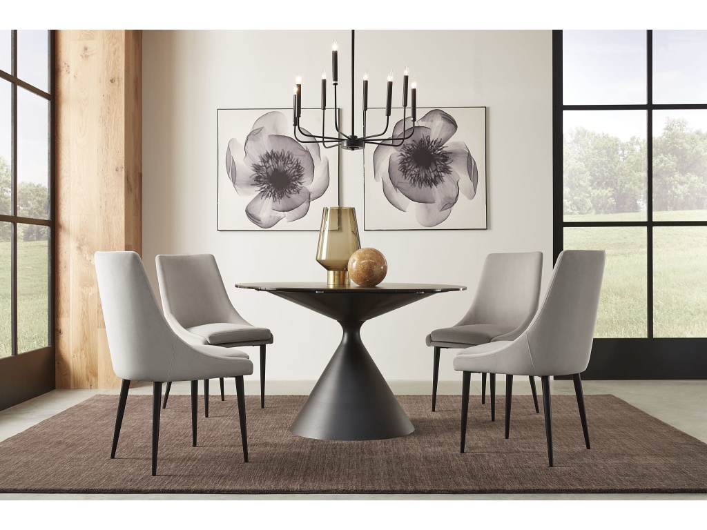 Winston Stone Top Metal Base Round Dining Table in Black - image 1