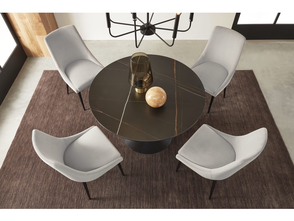 Winston Stone Top Metal Base Round Dining Table in Black - image 2