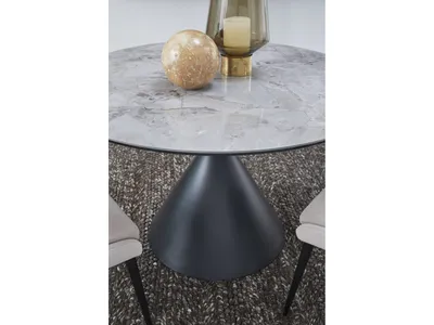 Winston Stone Top Metal Base Round Dining Table in Grigio
