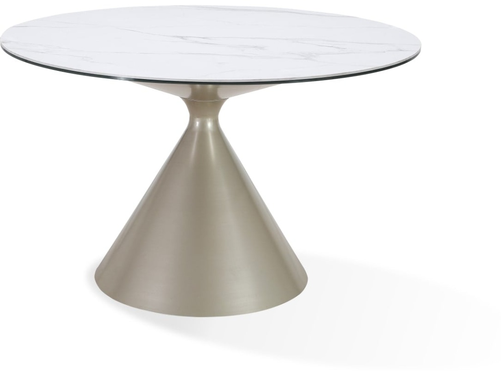 Winston Stone Top Metal Base Round Dining Table in Oat Milk and Champagne - main image