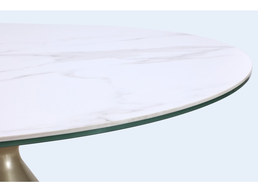 Winston Stone Top Metal Base Round Dining Table in Oat Milk and Champagne - image 2