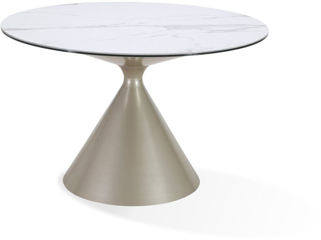 Winston Stone Top Metal Base Round Dining Table in Oat Milk and Champagne - image 3