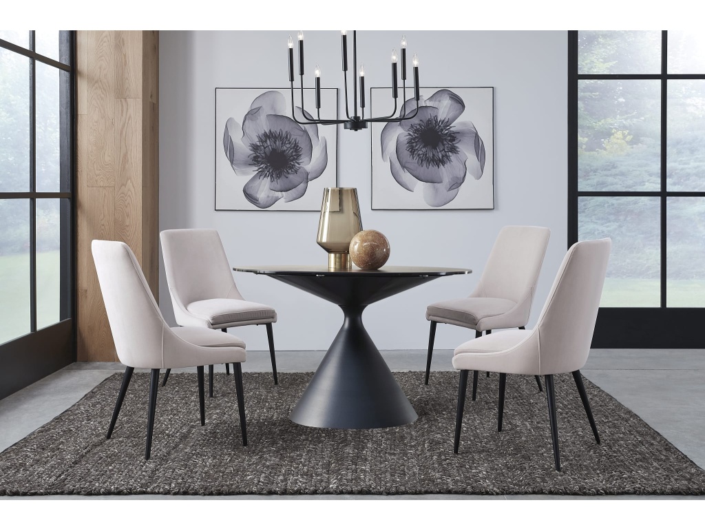 Winston Upholstered Metal Leg Dining Chair in Ash Grey and Black - image 1
