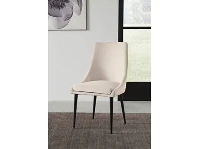 Winston Upholstered Metal Leg Dining Chair in Cream and Black