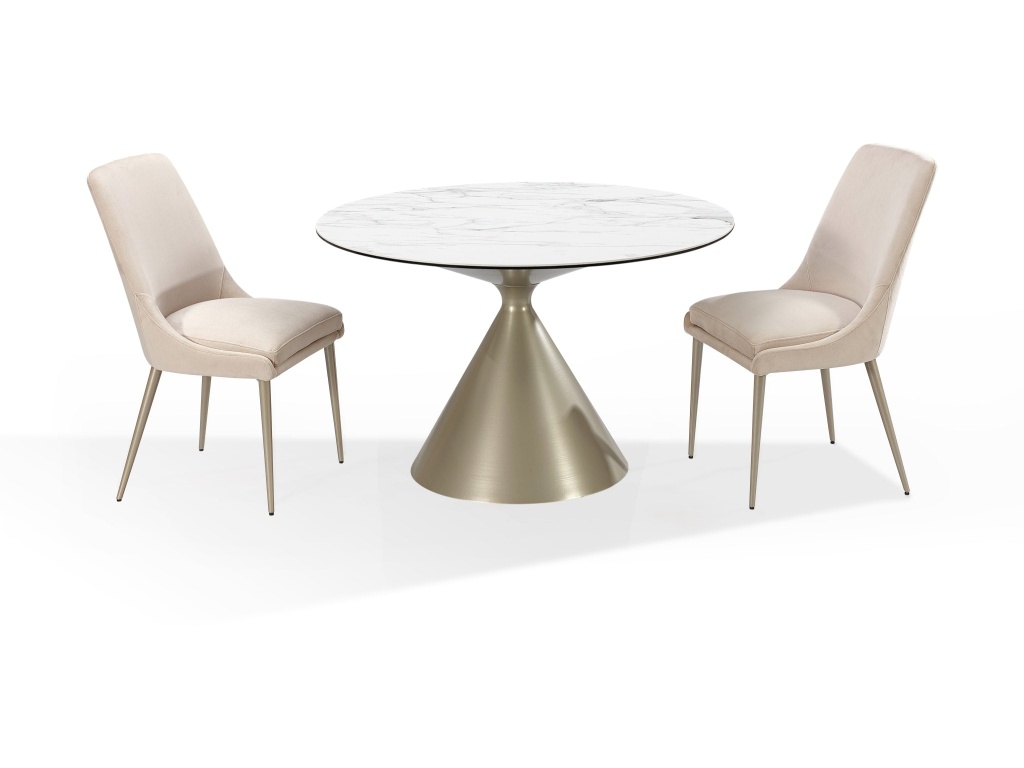 Winston Upholstered Metal Leg Dining Chair in Cream and Champagne - image 1