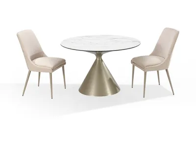 Winston Upholstered Metal Leg Dining Chair in Cream and Champagne